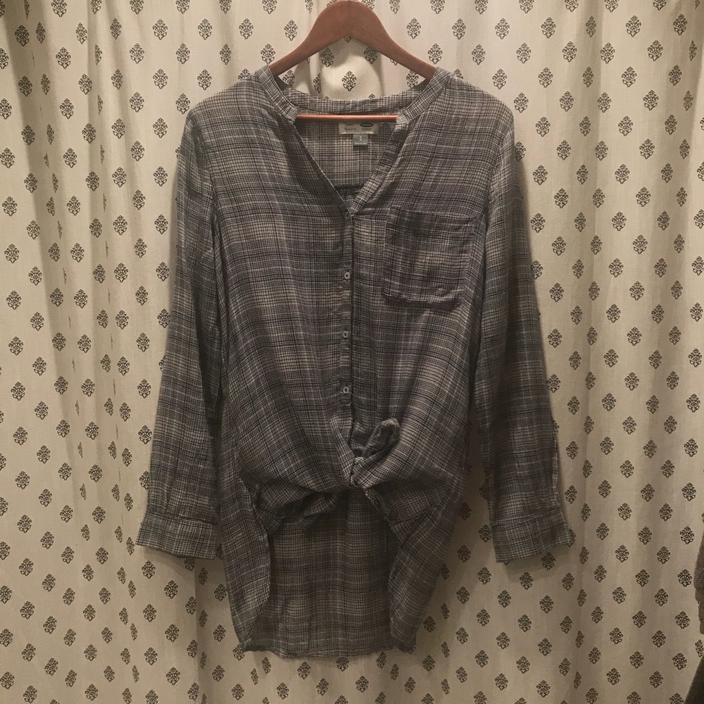 High Low button down Tunic Blouse